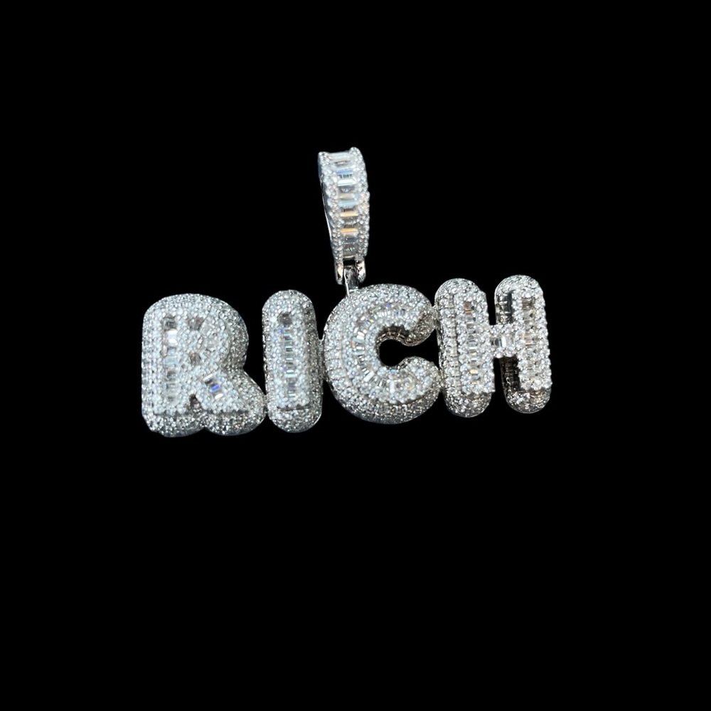 Swarovski crystal Pendant Rich Lettering clean precise and unique design